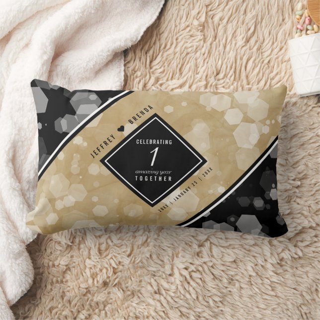 Elegant 1st Paper Wedding Anniversary Celebration Lumbar Cushion (Blanket)