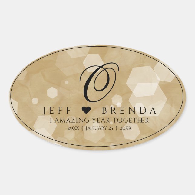 Elegant 1st Paper Wedding Anniversary Celebration Oval Sticker (Front)