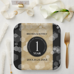 Elegant 1st Paper Wedding Anniversary Celebration Paper Plate