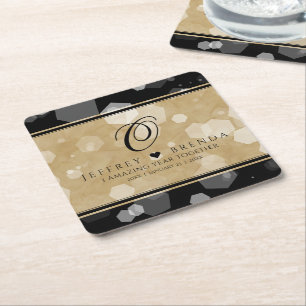 Elegant 1st Paper Wedding Anniversary Celebration Square Paper Coaster