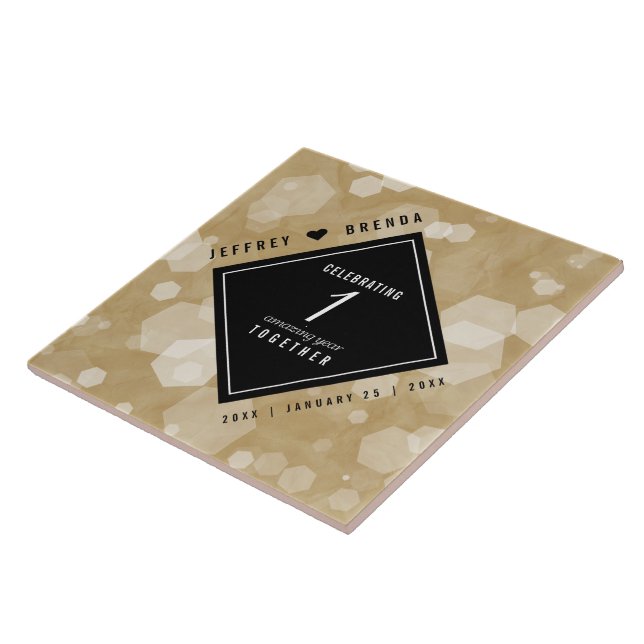 Elegant 1st Paper Wedding Anniversary Celebration Tile (Side)