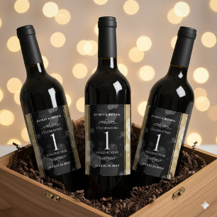 Elegant 1st Paper Wedding Anniversary Celebration Wine Label