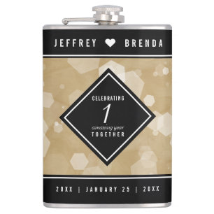 Elegant 1st Paper Wedding Anniversary Hip Flask