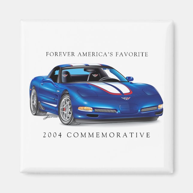 Elegant 2004 Commemorative Vette Illustration Magnet (Front)