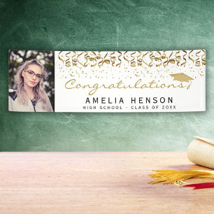 Elegant 2022 Gold Confetti Graduate Photo Banner
