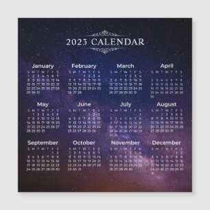 Elegant 2023 Calendar on Milky Way Magnetic Card