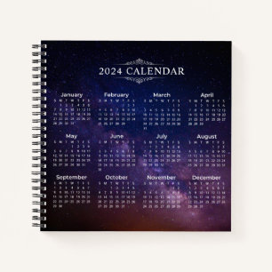 Elegant 2024 Calendar on Milky Way   Notebook