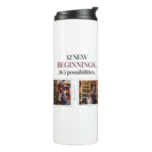 Elegant 2025 Family Photo Collage Calendar Thermal Tumbler