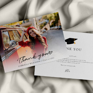 Elegant 2025 Graduate Photo Script Graduation Thank You Card