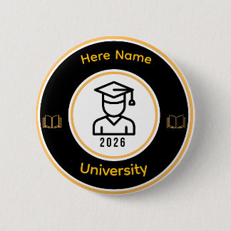 Elegant 2026 Graduate | Personalised Gold Seal 6 Cm Round Badge
