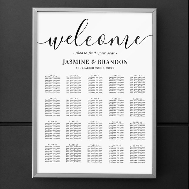 Elegant 20 Table Wedding Seating Chart (Creator Uploaded)