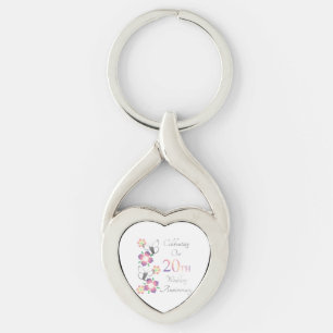 Elegant 20th Anniversary Key Ring