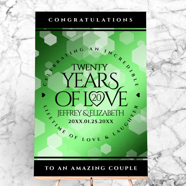 Elegant 20th Emerald Wedding Anniversary Acrylic Sign (Elegant 20th Emerald Wedding Anniversary Acrylic Sign Cover Photo)