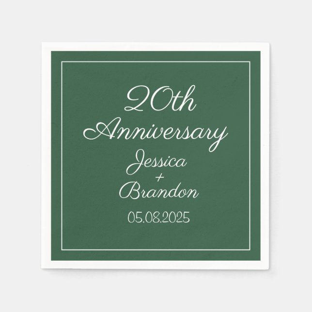 Elegant 20th Emerald Wedding Anniversary Couple Napkin (Front)