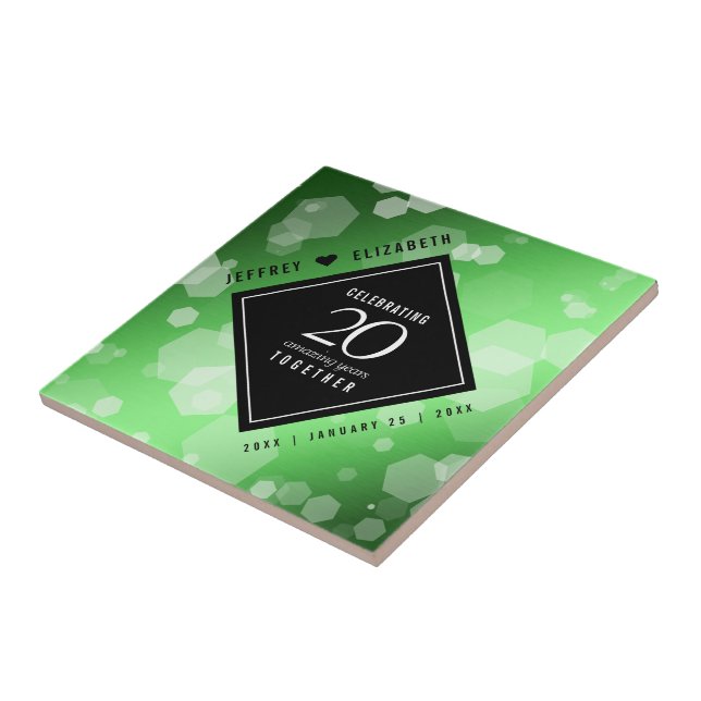 Elegant 20th Emerald Wedding Anniversary Tile (Side)