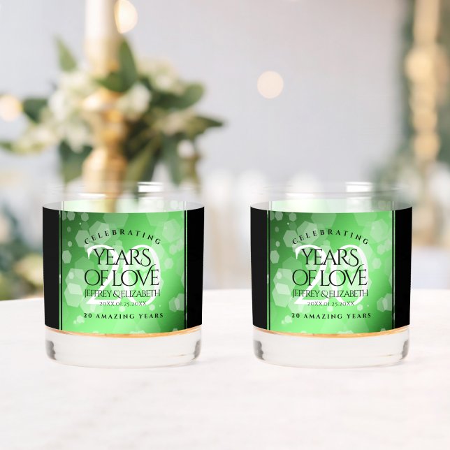 Elegant 20th Emerald Wedding Anniversary Whiskey Glass (Insitu (Wedding))