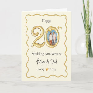 Elegant 20th Wedding Anniversary Card - Mum & Dad 