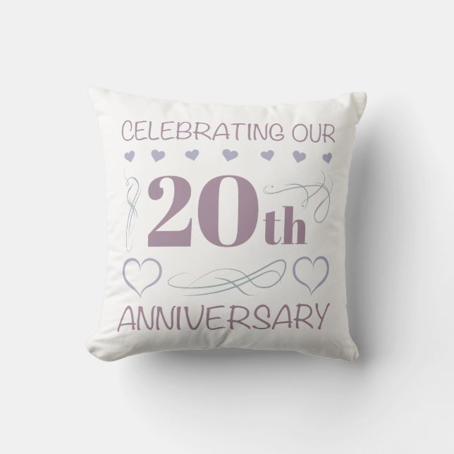 Elegant 20th Wedding Anniversary Lavender Cushion (Front)