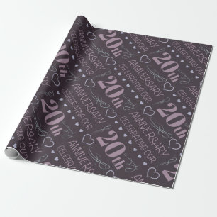 Elegant 20th Wedding Anniversary Lavender Wrapping Paper
