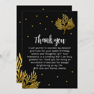 Elegant 21st Birthday Gold Foliage Thank You Card