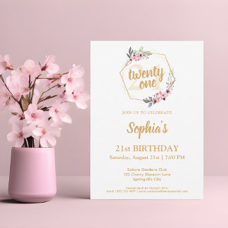 Elegant 21st Birthday Invitations - Floral Charm
