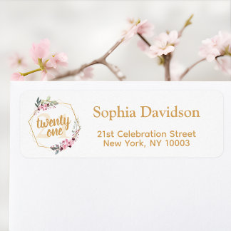 Elegant 21st Birthday Return Address Labels