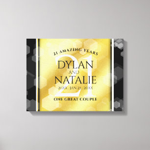 Elegant 21st Brass Wedding Anniversary Celebration Canvas Print