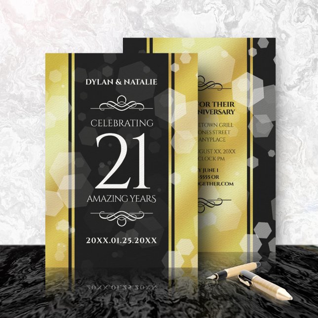 Elegant 21st Brass Wedding Anniversary Celebration Invitation (Creator Uploaded)
