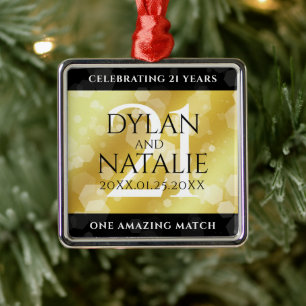 Elegant 21st Brass Wedding Anniversary Celebration Metal Tree Decoration