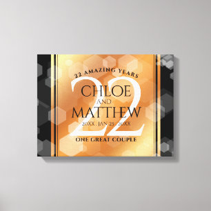 Elegant 22nd Copper Wedding Anniversary Canvas Print