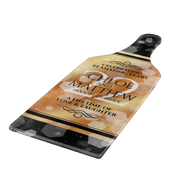 Elegant 22nd Copper Wedding Anniversary Cutting Board (Corner)