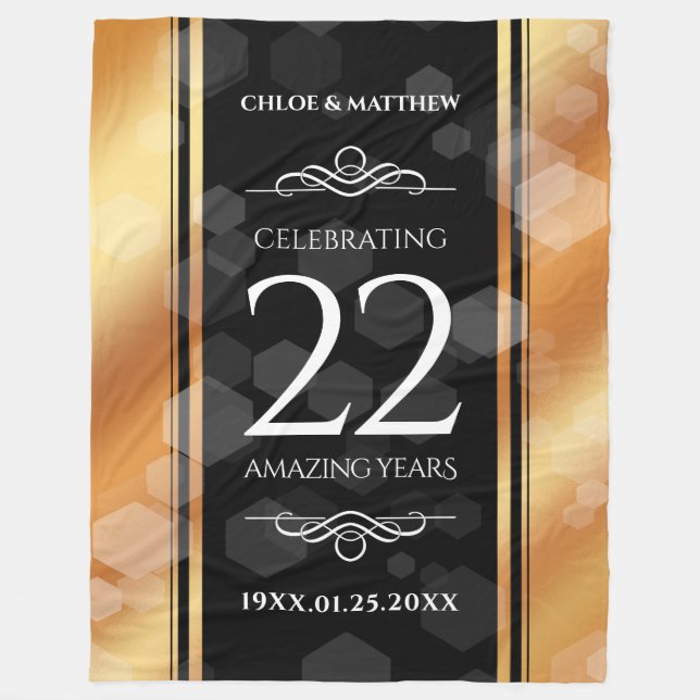 Elegant 22nd Copper Wedding Anniversary Fleece Blanket (Front)