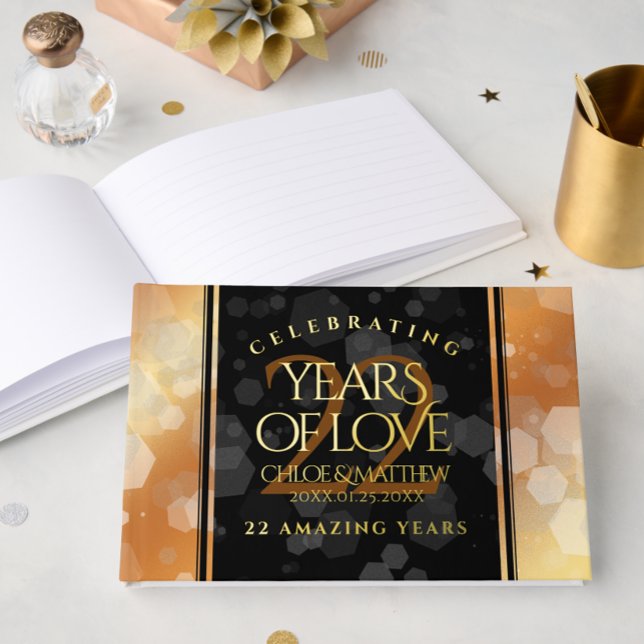 Elegant 22nd Copper Wedding Anniversary Guest Book (Elegant 22nd Copper Wedding Anniversary Foil Guest Book Cover Photo)