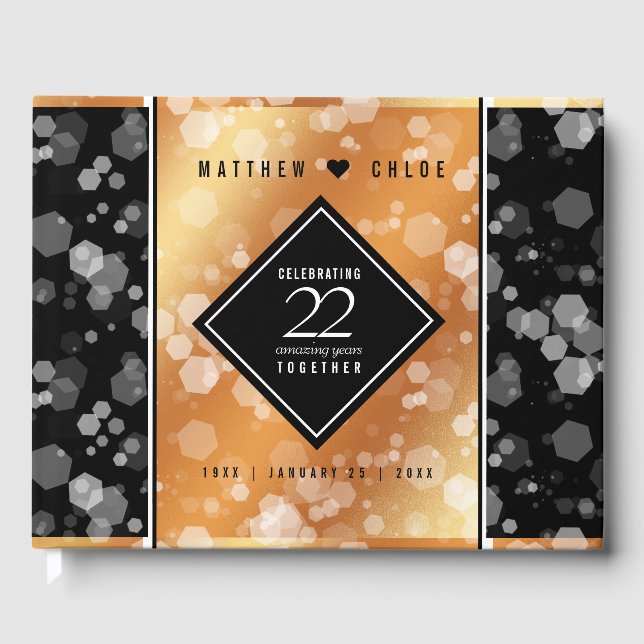 Elegant 22nd Copper Wedding Anniversary Guest Book (Front)