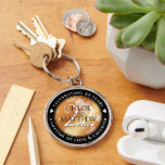 Elegant 22nd Copper Wedding Anniversary Key Ring<br><div class="desc">Celebrate their 22nd copper wedding anniversary with this stylish commemorative keychain! Elegant lettering with hexagonal confetti on a copper foil background add a memorable touch for this special occasion and extraordinary milestone. Customise with couple's names, anniversary date, and up to 2 lines of messaging. Design © W.H. Sim. See more...</div>