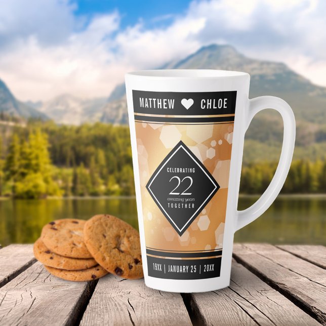 Elegant 22nd Copper Wedding Anniversary Latte Mug (Creator Uploaded)