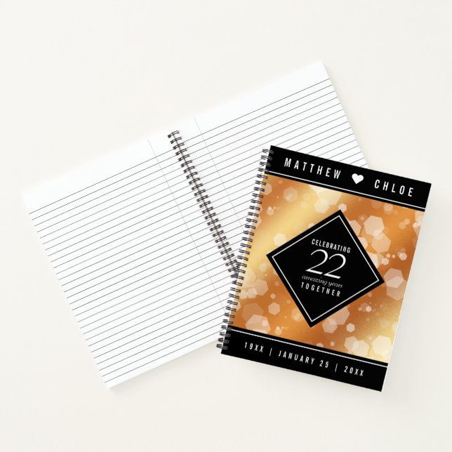 Elegant 22nd Copper Wedding Anniversary Notebook (Inside)