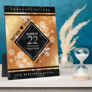 Elegant 22nd Copper Wedding Anniversary Plaque