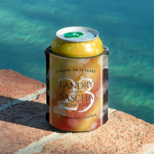 Elegant 23rd Imperial Topaz Wedding Anniversary Can Cooler