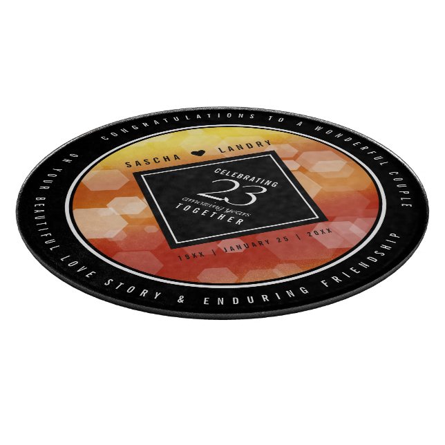 Elegant 23rd Imperial Topaz Wedding Anniversary Cutting Board (Corner)