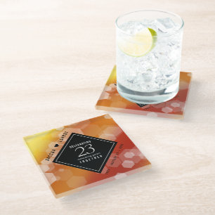 Elegant 23rd Imperial Topaz Wedding Anniversary Glass Coaster