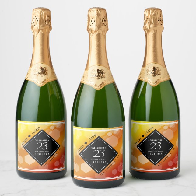 Elegant 23rd Imperial Topaz Wedding Anniversary Sparkling Wine Label (Bottles)