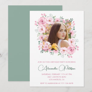 Elegant 24th birthday invitations Photo Floral