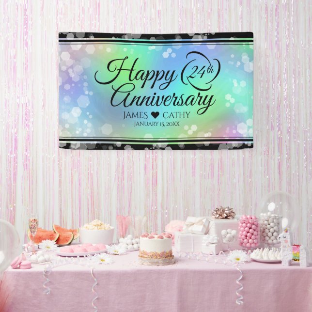 Elegant 24th Opal Wedding Anniversary Celebration Banner (Party)