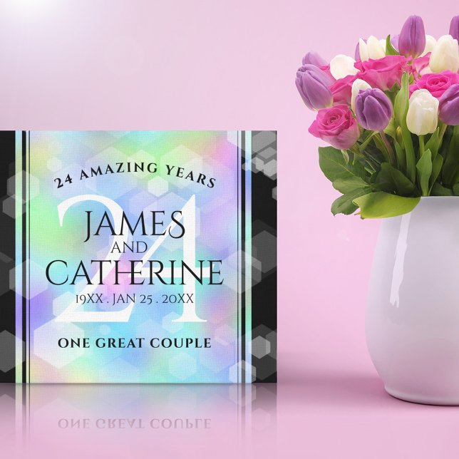 Elegant 24th Opal Wedding Anniversary Celebration Canvas Print (Creator Uploaded)