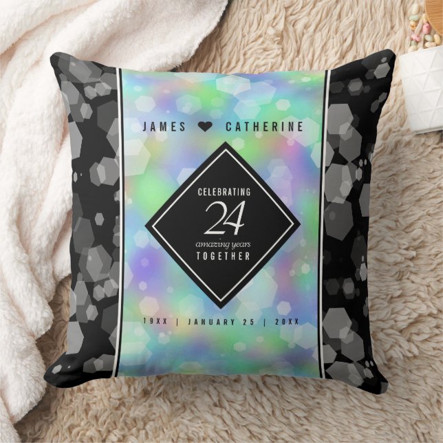Elegant 24th Opal Wedding Anniversary Celebration Cushion (Blanket)