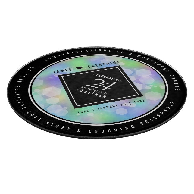 Elegant 24th Opal Wedding Anniversary Celebration Cutting Board (Corner)