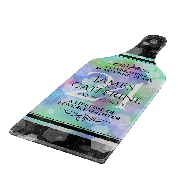 Elegant 24th Opal Wedding Anniversary Celebration Cutting Board (Corner)