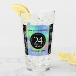 Elegant 24th Opal Wedding Anniversary Celebration Glass<br><div class="desc">Toast the 24th opal wedding anniversary with this commemorative pint glass! Elegant black and white lettering with hexagonal confetti on iridescent opal and black backgrounds add a memorable touch for this special occasion and extraordinary milestone. Personalise with couple's names and dates of marriage. Reverse shows identical design. Design © W.H....</div>