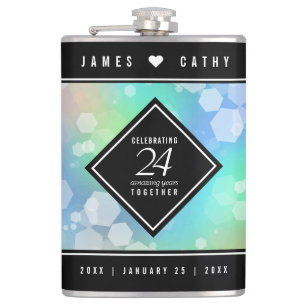 Elegant 24th Opal Wedding Anniversary Celebration Hip Flask